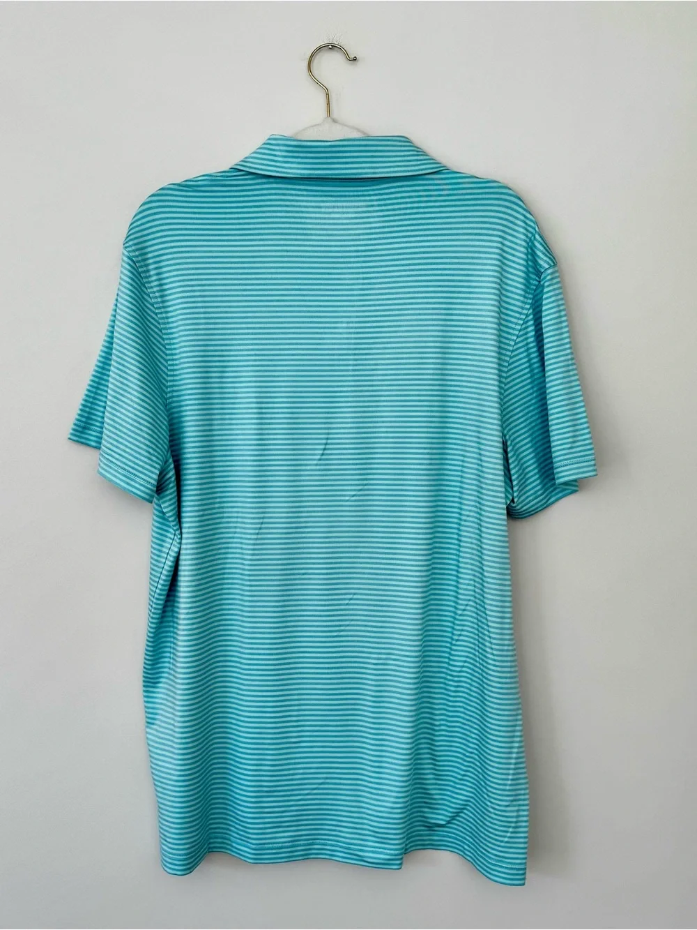 J. Crew Performance Piqué Polo Short Sleeve Shirt, Aqua / Blue Stripes – Size XL